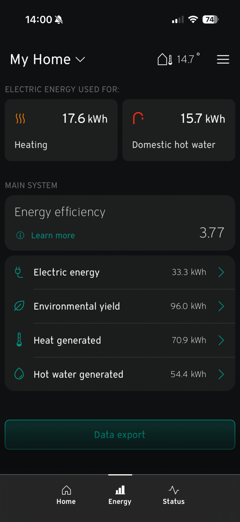 myVaillant App showing COP