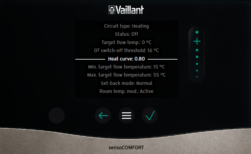 Vaillant Sensocomfort Ciruit Menu